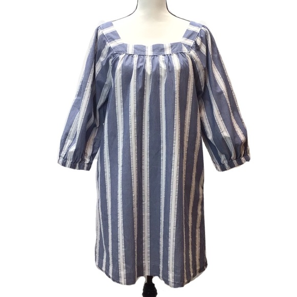 Gap Womens Blue Dobby Stripe Cotton Shift Dress - Picture 3 of 9
